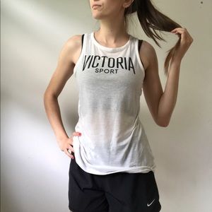 Victoria sport logo tank with ladder-back detail